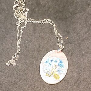 Floral Pendant Necklace with Silver Chain